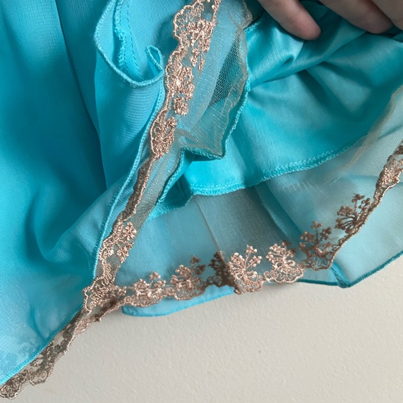 Blue Empire Waist Dress with Lace Detail - Picture 6 of 6